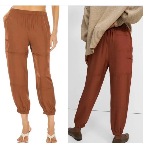 Theory Brown Track Pants Relaxed Fit Joggers - Picture 1 of 13